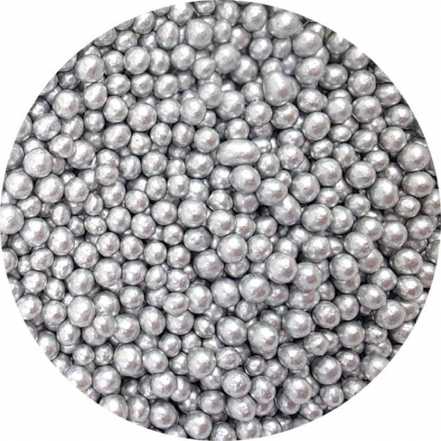 Zuckerreis-Perlen silber 5mm 80g
