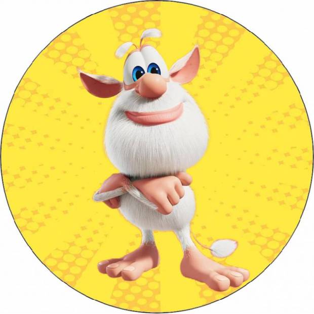 Essbares Papier Booba auf gelbem Hintergrund 19,5 cm