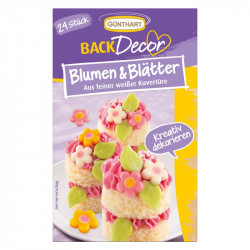Blüten und Blätter aus weißer Schokolade 24 Stück