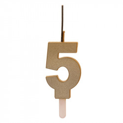 Goldene Kerze mit Funkenzünder Nummer 5