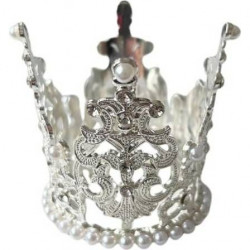 Nicht essbare Dekoration Metall Krone silber klein mit weißen Perlen