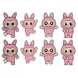 ESSbares Papier zum Ausschneiden Labubu rosa