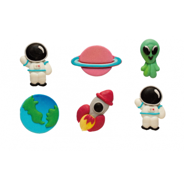 Zucker-Dekoration Weltraum 6 Stücke