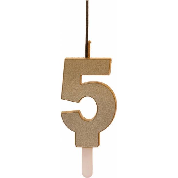 Goldene Kerze mit Funkenzünder Nummer 5