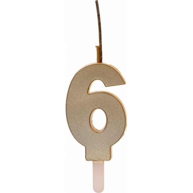 Goldene Kerze mit Funkelkerze Nummer 6