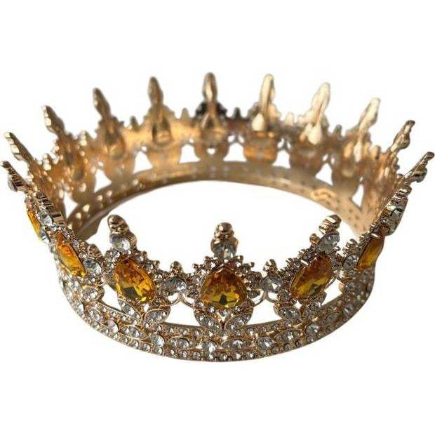 Ungiftige Metall-Dekoration Krone aus Gold mit orangen Steinen in Tränenform