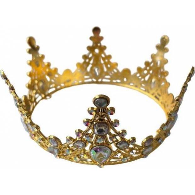 Nicht essbare Dekoration Metall Krone Gold mit Regenbogensteinen