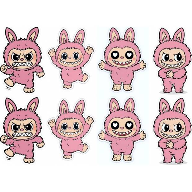 ESSbares Papier zum Ausschneiden Labubu rosa