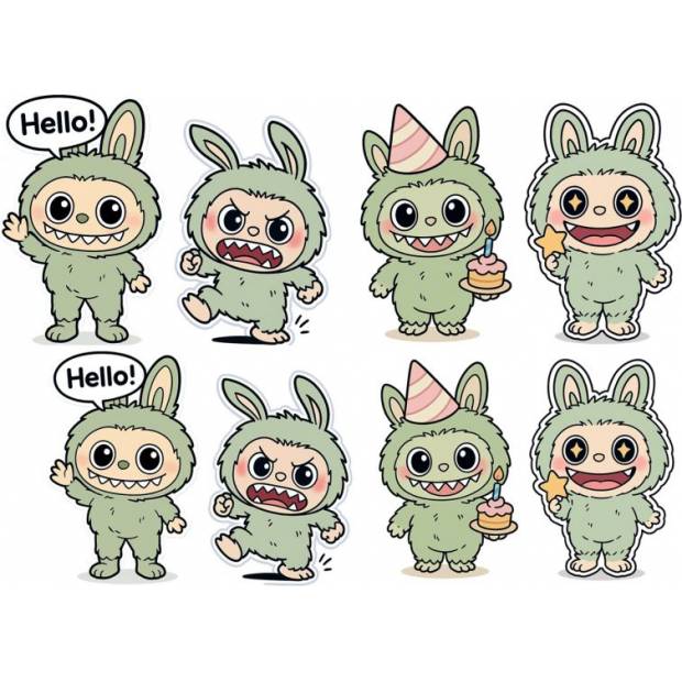 essbares Papier zum Ausschneiden Labubu grün