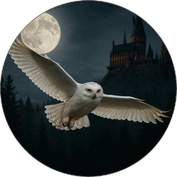 Essbares Papier Eule Hedvika fliegt über den Wald Harry Potter 19,5cm