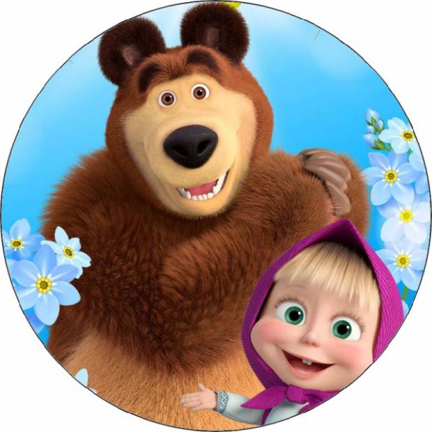 Essbares Papier Märchen von Masha und dem Bären mit Blumen 19,5 cm