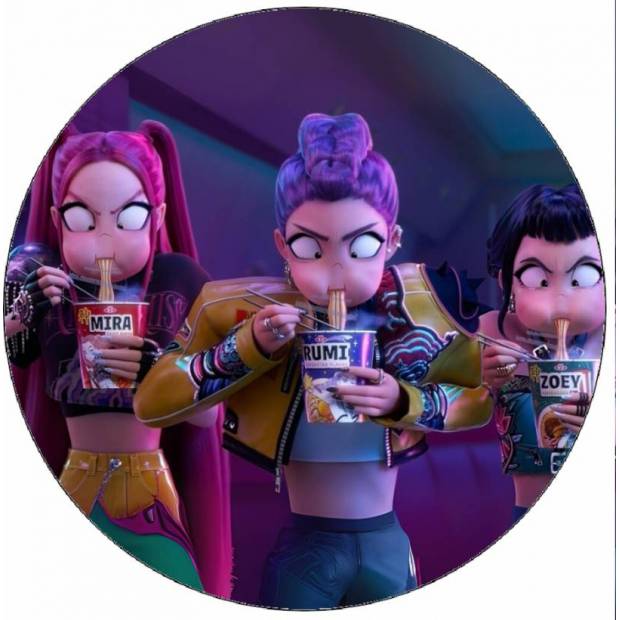 Essbares Papier K-Pop Dämonenjägerin Mira, Rumi und Zoey - Nudeln 19,5 cm