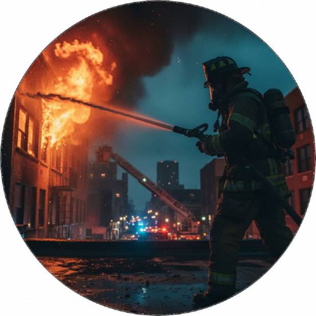 essbares Papier Feuerwehrmann in der Nacht 19,5 cm