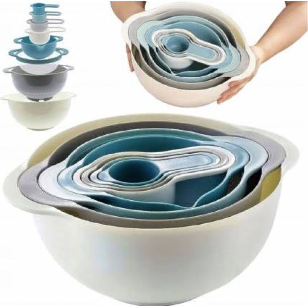 Satz 8 Teile Schüsselset, Messbecher, Siebe