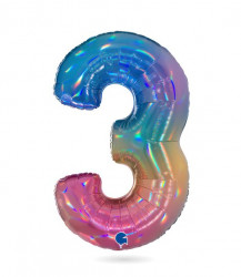 Luftballon Nr. 3 Regenbogen 102 cm