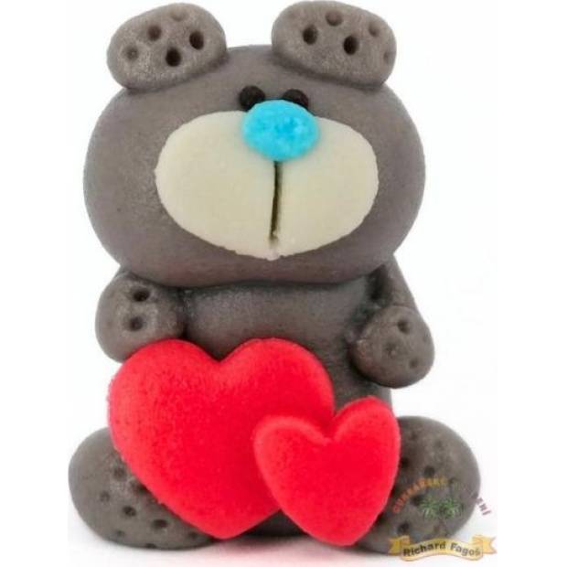 Keksfigur Bär grau mit Herzchen 5 cm aus Kokoshäutchen