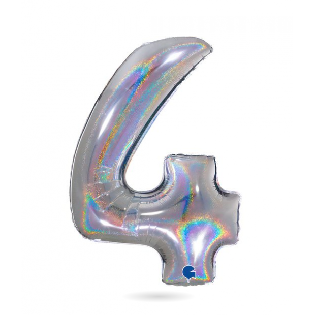 Aufblasbarer Ballon Nummer 4 Hologramm 102 cm