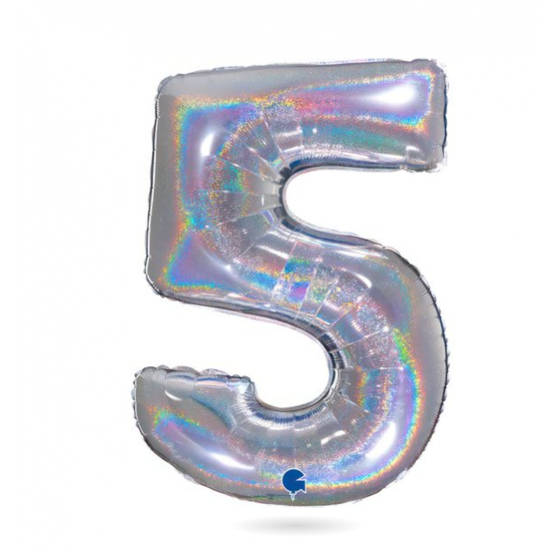 Aufblasbarer Ballon Nummer 5 Hologramm 102 cm