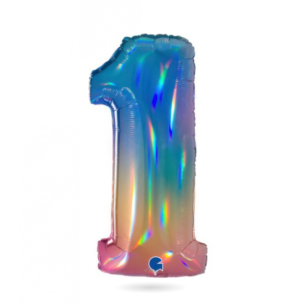 Luftballon Nr. 1 Regenbogen 102 cm
