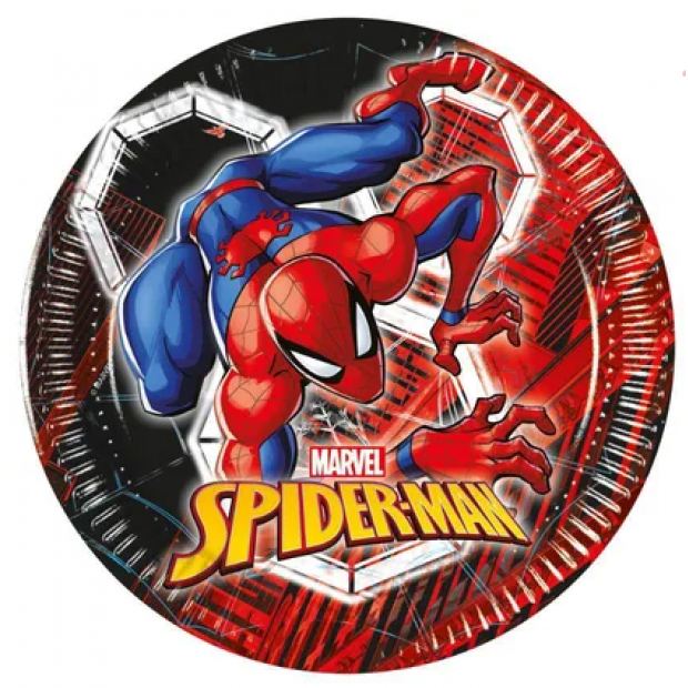 Papier Teller Spiderman 19,5 cm, 8 Stück
