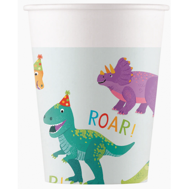 Papierbecher Dinosaurier 8 Stk. 200 ml