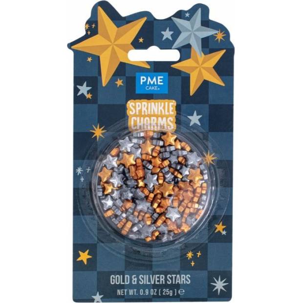 Zuckerdekoration goldene und silberne Sternchen 25 g