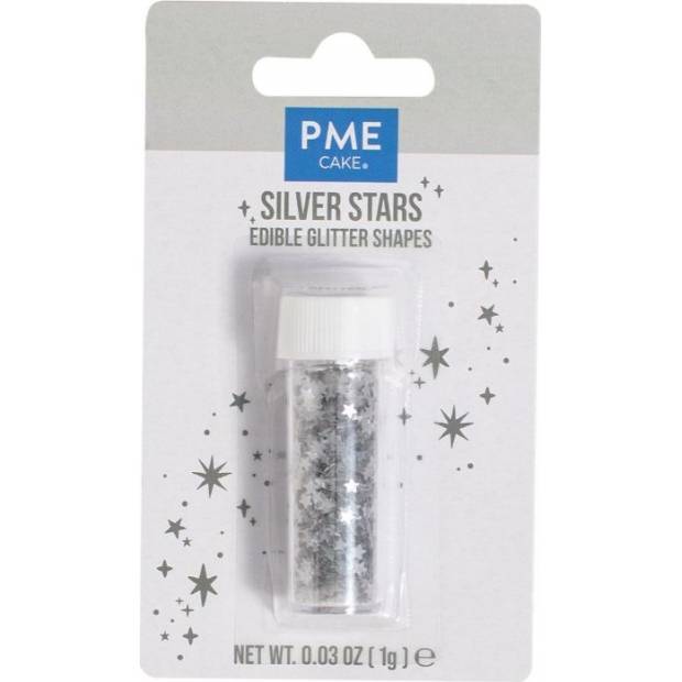 Essbare Konfetti silberne Sternchen 1 g